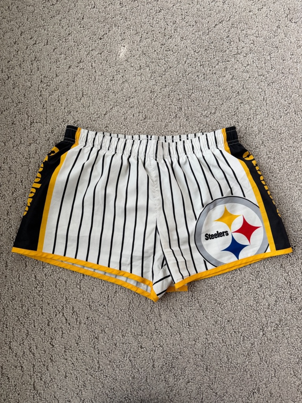 NFL Pittsburgh Steelers White Black Gold Women's Athletic Shorts